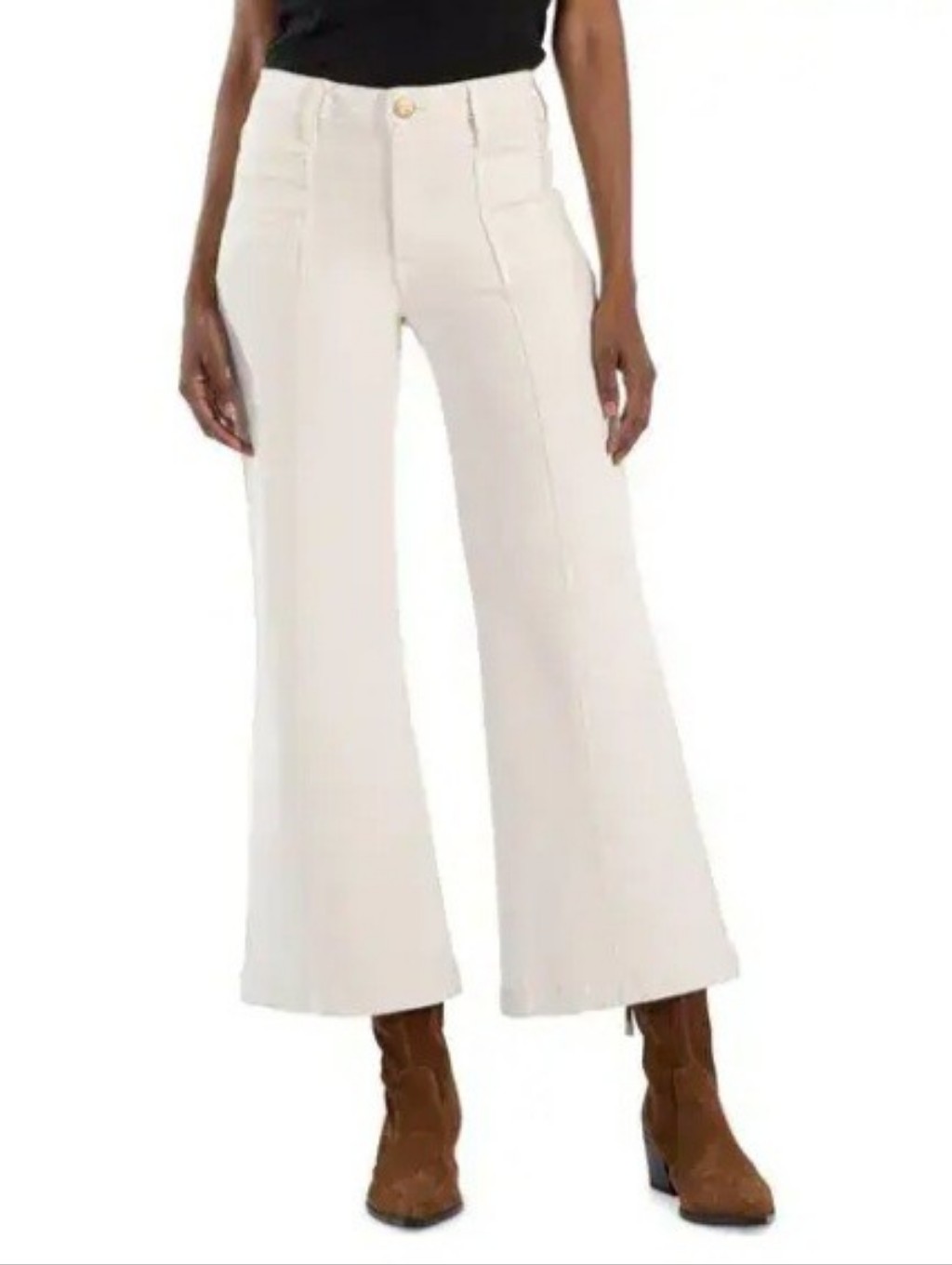 Kut From The Cloth Cream Med Seamed Wide Leg Denim Jean Size 12